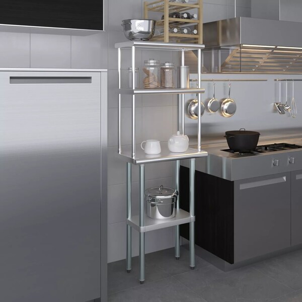 Amgood 14''x24'' Stainless Steel Double Deck Over Shelf - DOS-1424-Z