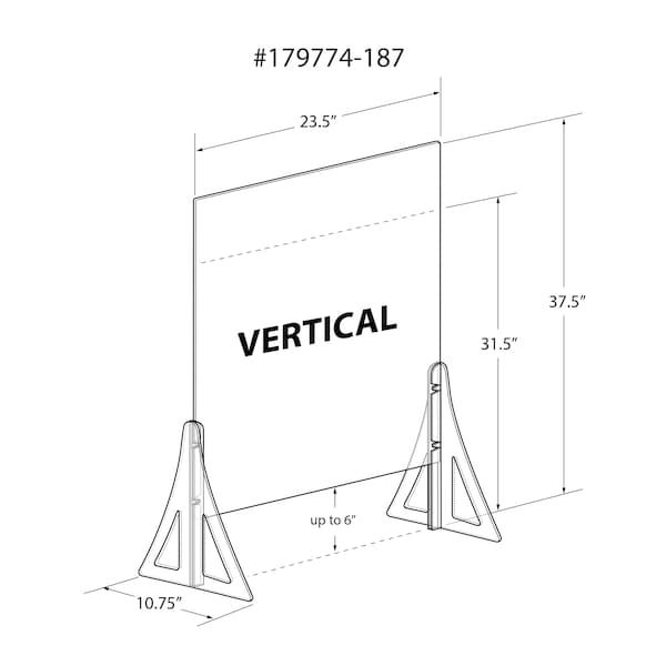 Azar Displays Adjustable Acrylic Plexiglass 31.5" x 23.5" W/ Support Stands, PK2 - 179774-187