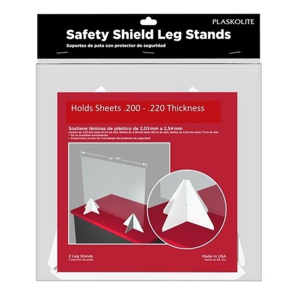 Plaskolite Plaskolite 1015565 Thick Gauge Safety Shield Leg Stands - Pack of 12 - 1015565
