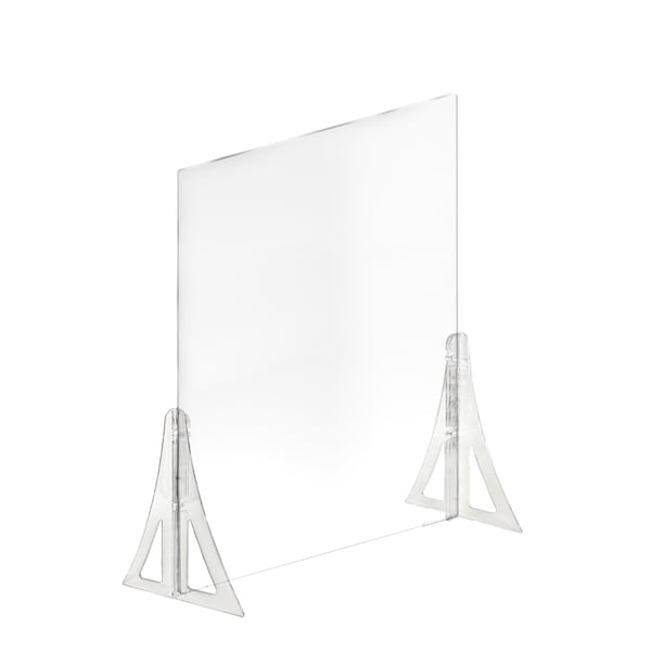 Azar Displays Acrylic Plexiglass Shield PPE 30"x40" Adjustable w/ Support Stands, PK2 - 179776-187