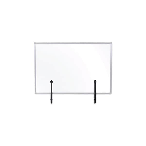 Bi-Silque MasterVisi, PROTECTOR SERIES GLASS ALUMINUM DESKTOP DIVIDER, 47.2 X 0.16 X 35.4, CLEAR - GL08019101