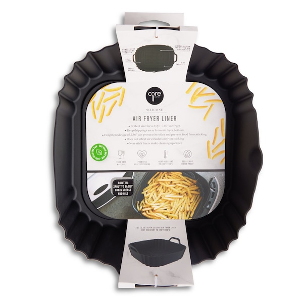 Core Kitchen 2qt Square Silicone Air Fryer Pan with Spout - Onyx - 48148
