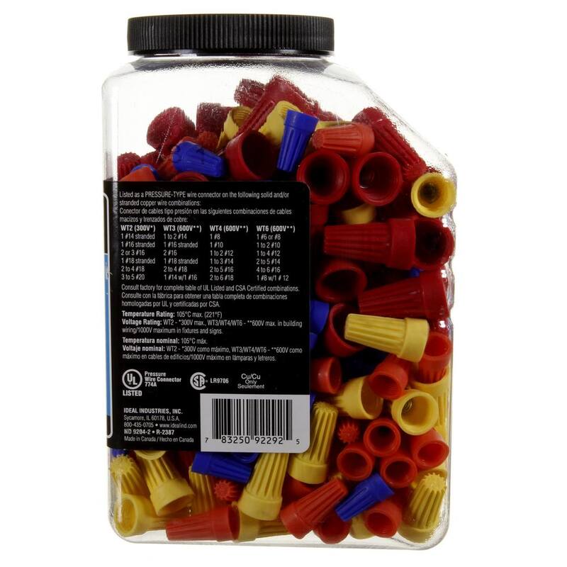IDEAL WireTwist Azul, Naranja, Amarillo, Rojo Conectores de alambre de colores surtidos (frasco de 300 piezas) - 30-2346J