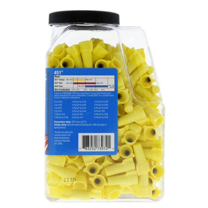 IDEAL 451 Conectores de Alambre WING-NUT Amarillos (paquete de 250) - 30-1451J