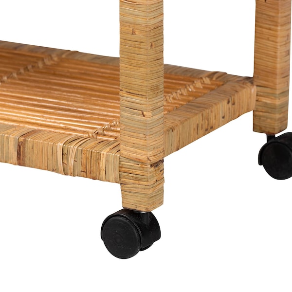 Bali & Pari Delphine Modern Bohemian Natural Rattan Kitchen Cart - 239-13429-ZORO