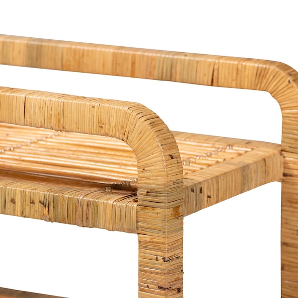 Bali & Pari Delphine Modern Bohemian Natural Rattan Kitchen Cart - 239-13429-ZORO
