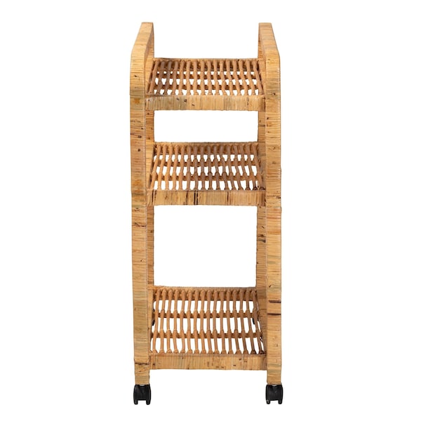 Bali & Pari Delphine Modern Bohemian Natural Rattan Kitchen Cart - 239-13429-ZORO