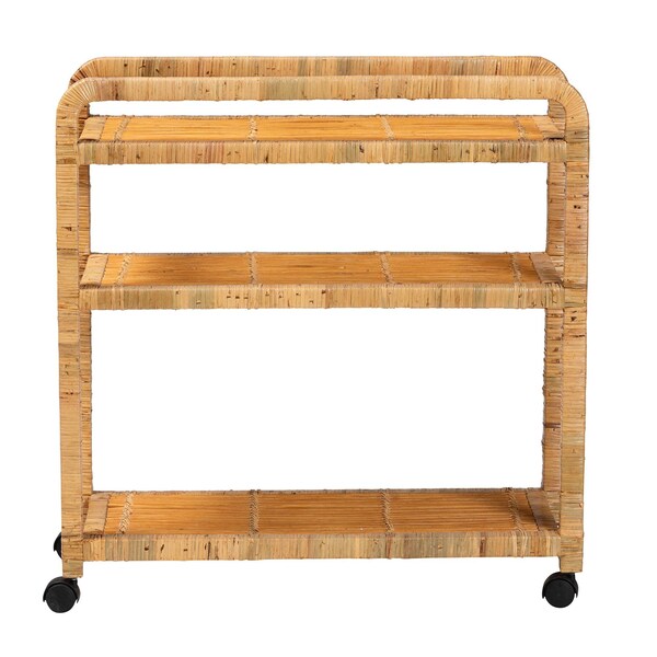 Bali & Pari Delphine Modern Bohemian Natural Rattan Kitchen Cart - 239-13429-ZORO