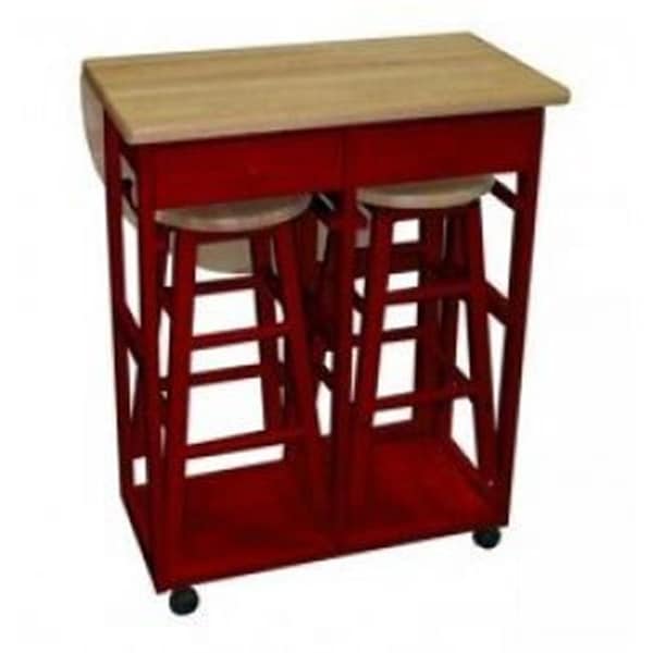 Yu Shan Co Usa Yu Shan CO USA Ltd 355-29 Breakfast cart with drop-leaf table  Red - 355-29