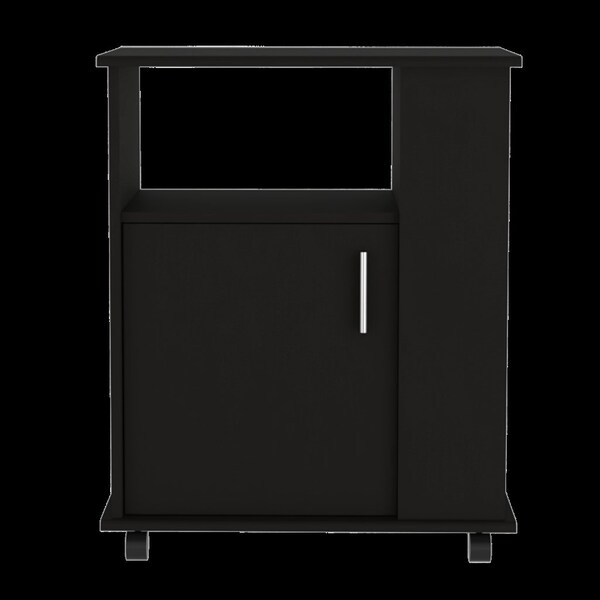 Tuhome Kit Lower Microwave Cabinet, Single Door, Three Side Shelves-Black - MLW6198