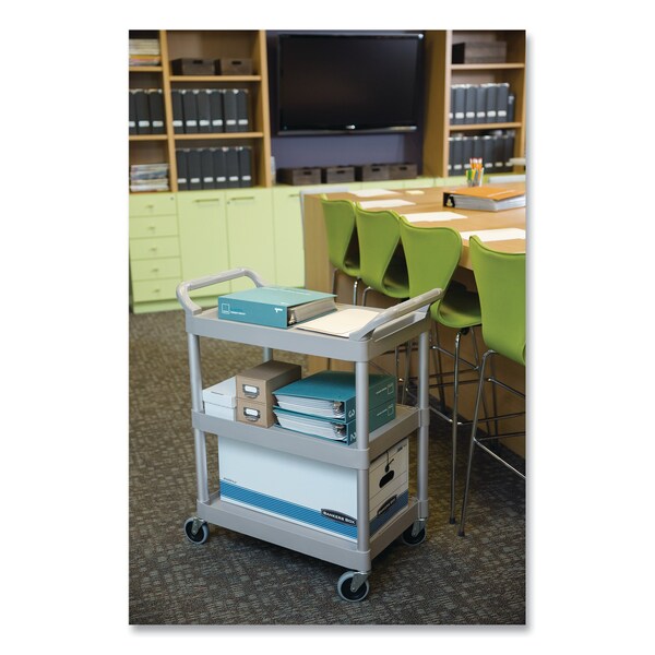 Rubbermaid Commercial Service Cart, 200-lb Cap, 3-Shelf, 18.63w x 33.63d x 37.75h, Off-White - FG342488OWHT
