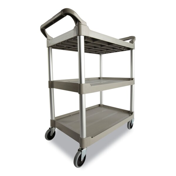Rubbermaid Commercial Service Cart, 200-lb Cap, 3-Shelf, 18.63w x 33.63d x 37.75h, Off-White - FG342488OWHT