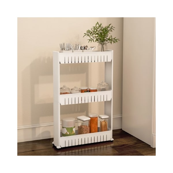 Hastings Home Hastings Home 3-Tier Slim Rolling Cart, White - 490654EUG