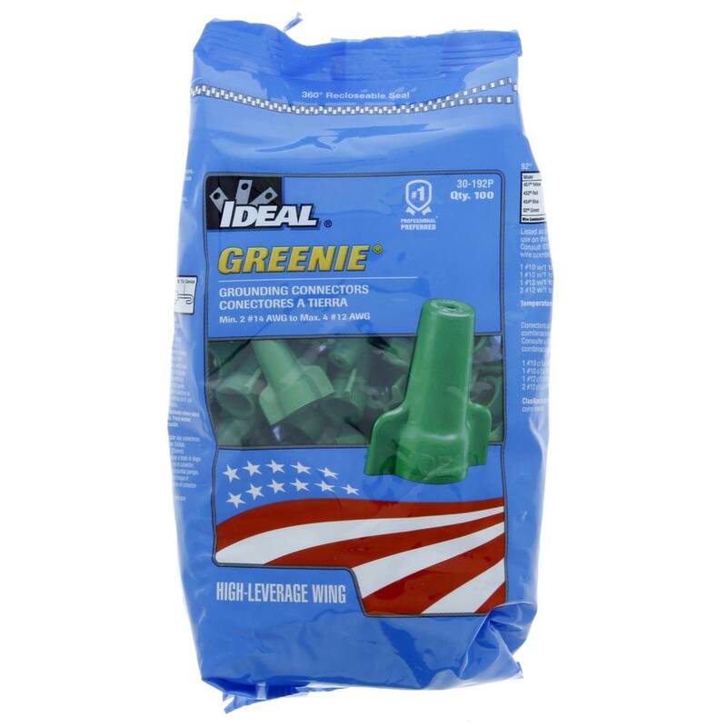 IDEAL Greenie Conectores de Tierra para Cable 92 Verdes (100 por Paquete) - 30-192P