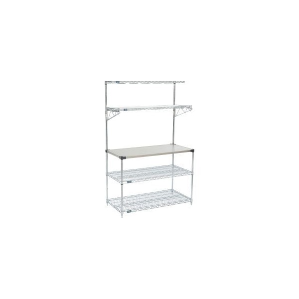 Global Equipment Industrial Microwave Food Prep Station, 48"W x 24"D x 74"H, Chrome - MFP24487C