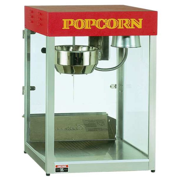 Cretors Popcorn Maker, 12 oz., 120V, Silver/Red - T312A1X-XXX-X
