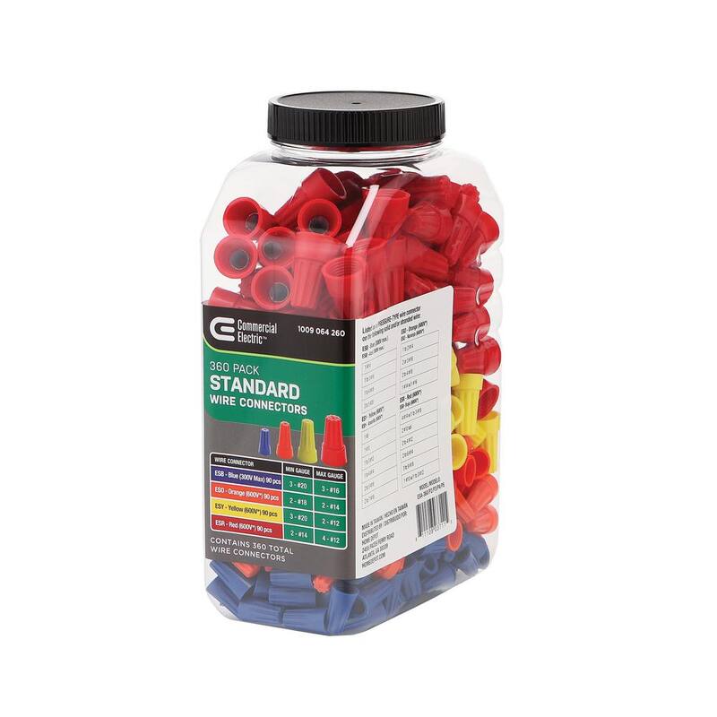 Conectores eléctricos comerciales surtidos (azul, naranja, amarillo y rojo) estándar (paquete de 360) - ESA-360