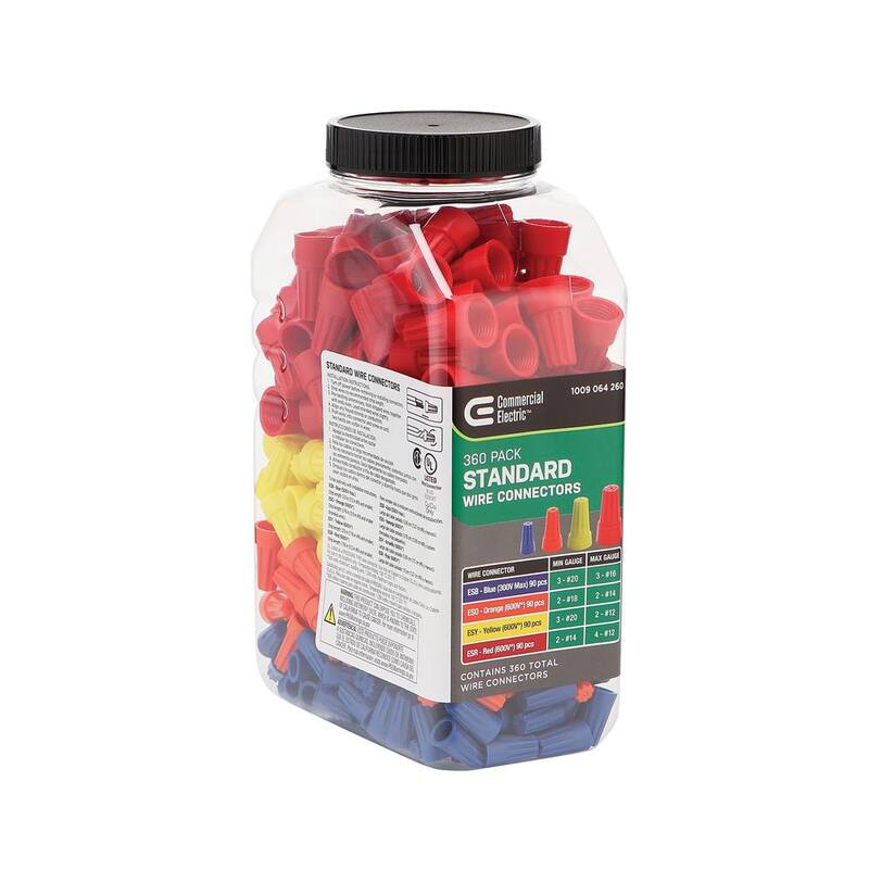 Conectores eléctricos comerciales surtidos (azul, naranja, amarillo y rojo) estándar (paquete de 360) - ESA-360