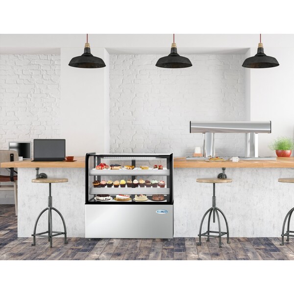 Koolmore Refrigerated Bakery Display Case for Cakes, Pies, and Pastries, 48” Stainless Steel Frame - CDHF-14C