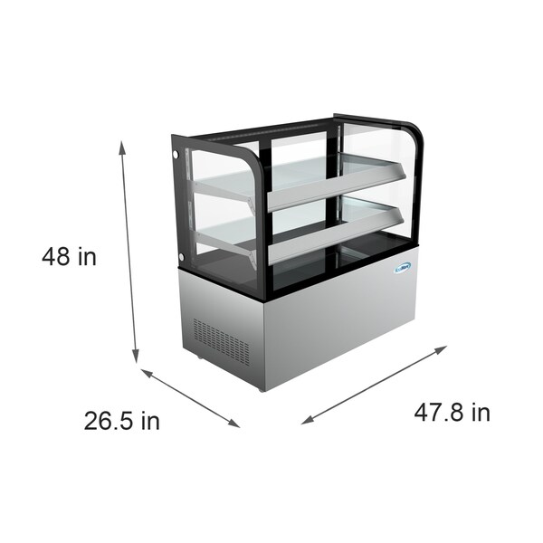 Koolmore Refrigerated Bakery Display Case for Cakes, Pies, and Pastries, 48” Stainless Steel Frame - CDHF-14C