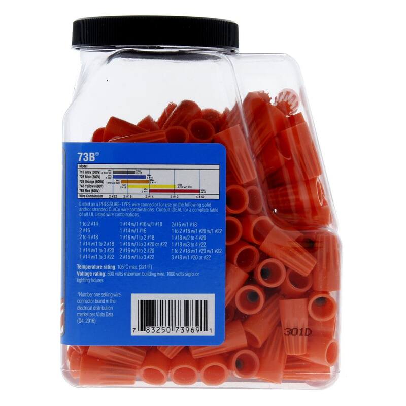 IDEAL 73B Conectores de Alambre WIRE-NUT color Naranja (paquete de 250) - 30-1073J