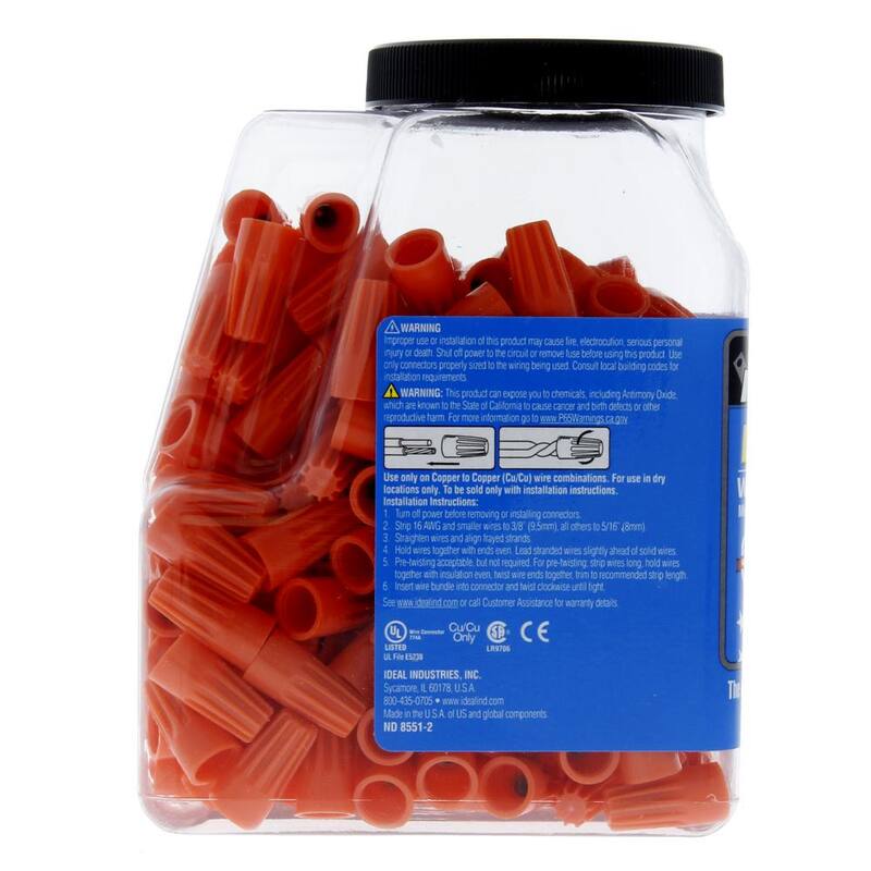 IDEAL 73B Conectores de Alambre WIRE-NUT color Naranja (paquete de 250) - 30-1073J