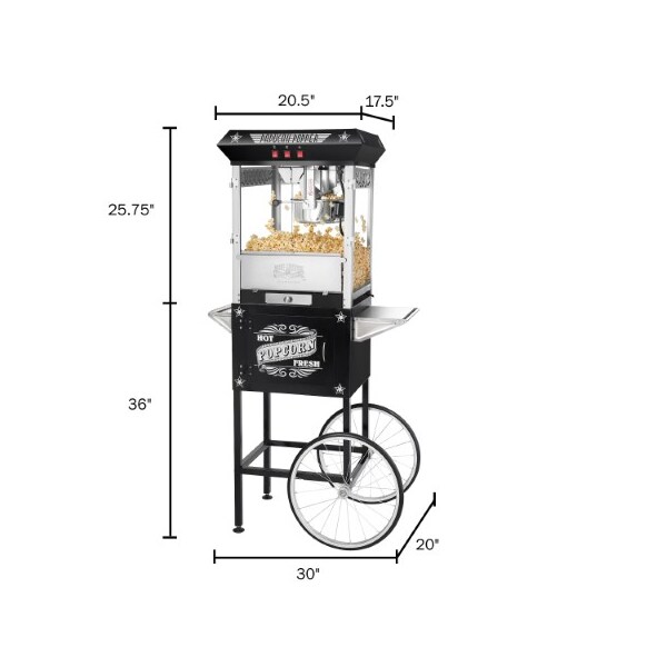 Great Northern Popcorn 6035 Great Northern Black Antique Style 8oz Popcorn Popper Machine withCart, 8 Ounce - 100901TKO
