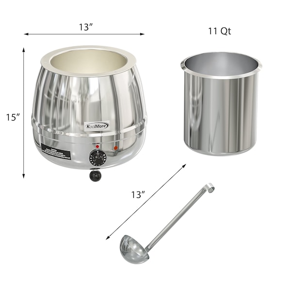 Koolmore Commercial Soup Kettle Warmer with Hinged Lid and Removable Stainless-Steel Pot Insert - SK-SS-3G