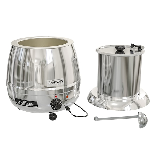 Koolmore Commercial Soup Kettle Warmer with Hinged Lid and Removable Stainless-Steel Pot Insert - SK-SS-3G