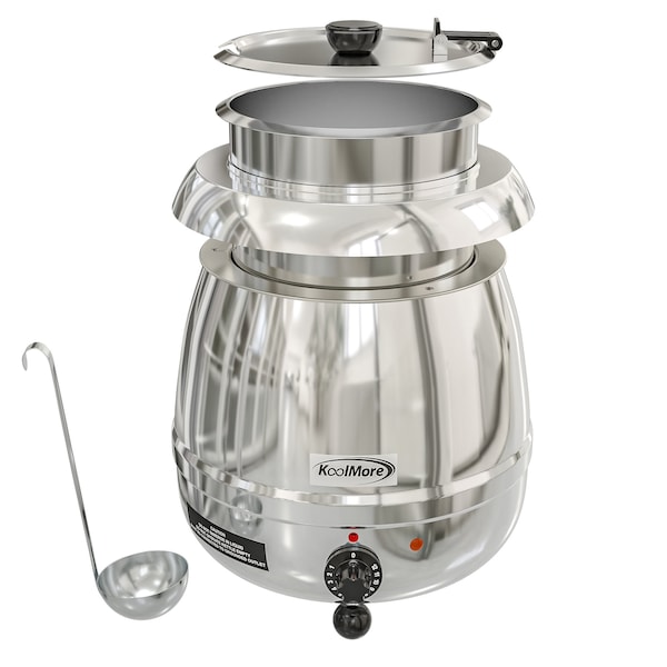 Koolmore Commercial Soup Kettle Warmer with Hinged Lid and Removable Stainless-Steel Pot Insert - SK-SS-3G