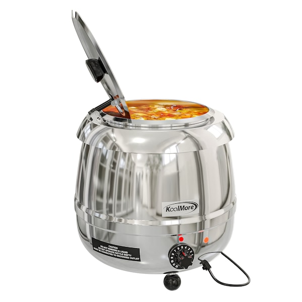 Koolmore Commercial Soup Kettle Warmer with Hinged Lid and Removable Stainless-Steel Pot Insert - SK-SS-3G