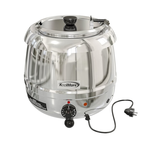 Koolmore Commercial Soup Kettle Warmer with Hinged Lid and Removable Stainless-Steel Pot Insert - SK-SS-3G