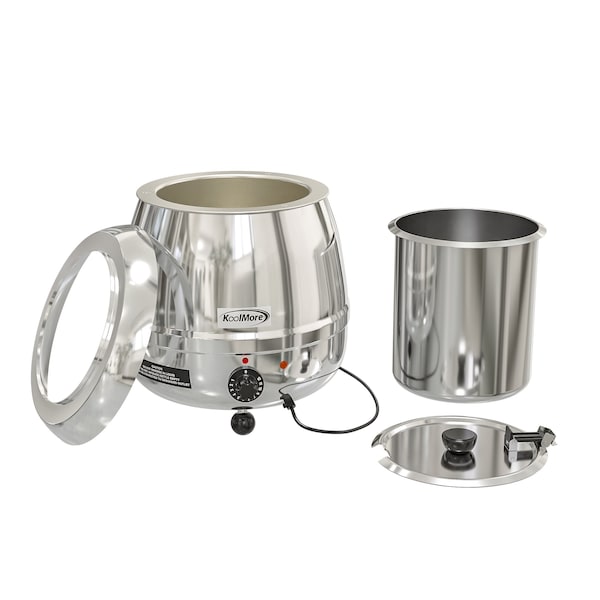 Koolmore Commercial Soup Kettle Warmer with Hinged Lid and Removable Stainless-Steel Pot Insert - SK-SS-3G