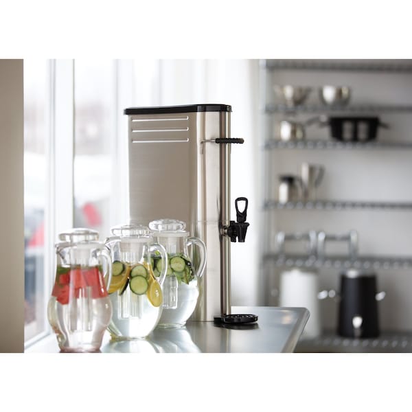 Service Ideas Slim Commercial Tea Urn, Stainless Steel, 5 Gallon, Brushed Stainless - ITSLS5GPL