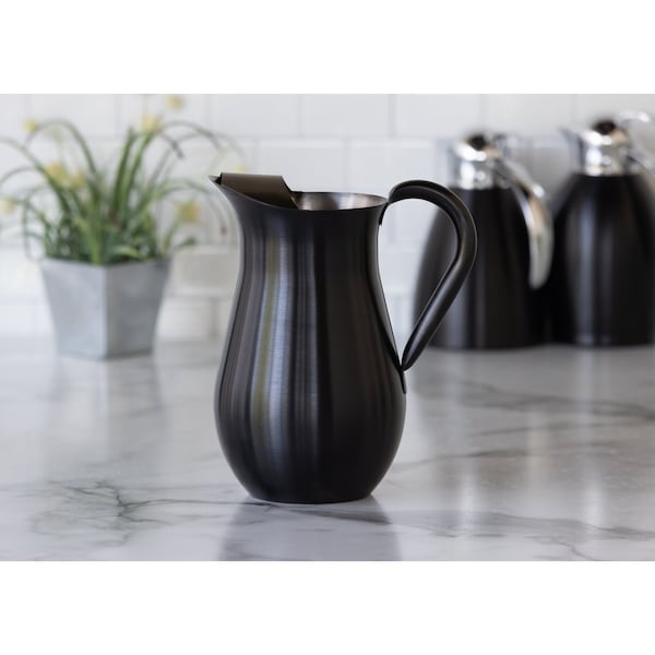 Service Ideas Pitcher with Ice Guard, Bell Shaped, 2 L, Stainless Steel, Black Onyx - WPB2BSBX