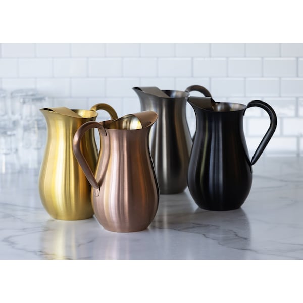 Service Ideas Pitcher with Ice Guard, Bell Shaped, 2 L, Stainless Steel, Black Onyx - WPB2BSBX
