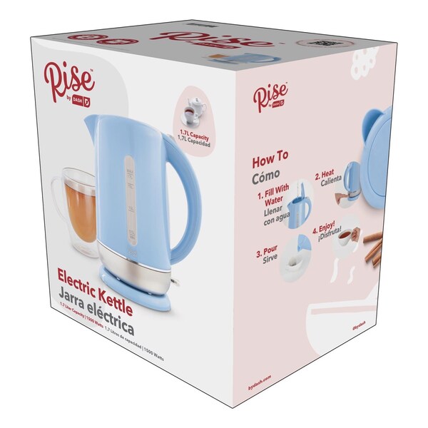 Rise By Dash Blue Glass/Plastic 1.7 L Electric Tea Kettle - REK170GBSK06