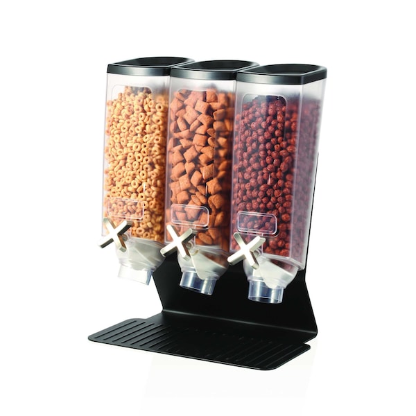 Rosseto Serving Solutions EZ-PRO H3B 1 Gal. 3-Container Black Matte Tabletop Dispenser, 1 EA - EZ50399