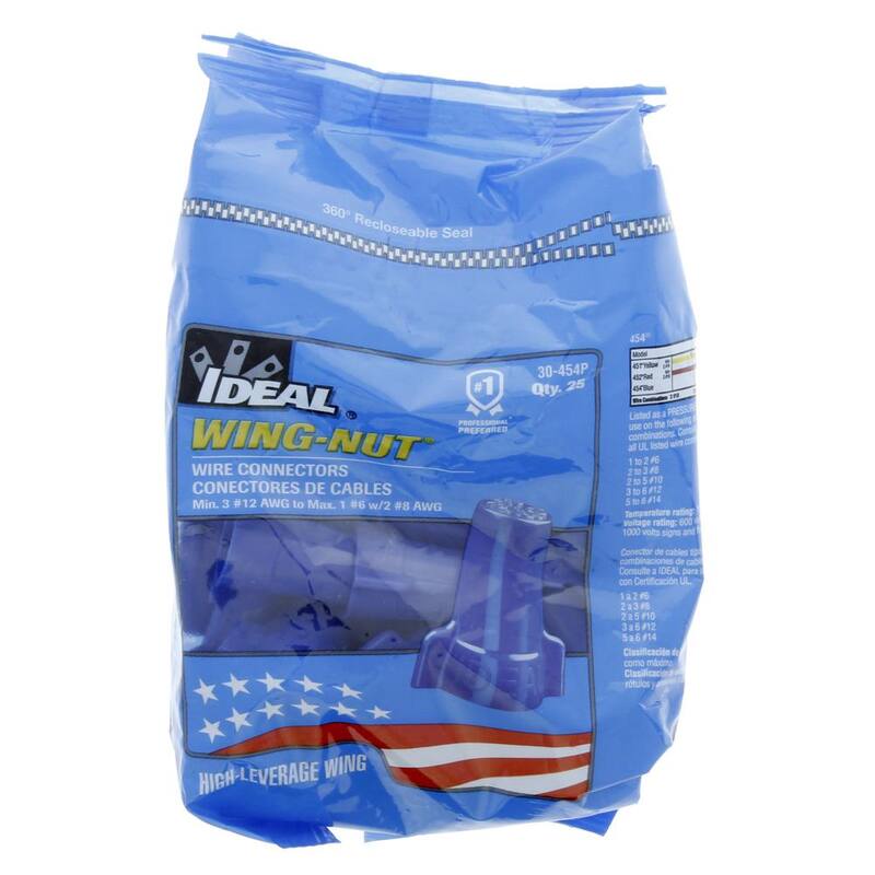 Conectores de alambre con tuerca de alas azules IDEAL 454 (paquete de 25) - 30-454P