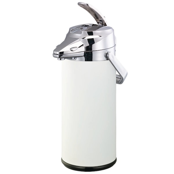 Service Ideas Airpot with Lever Lid, 2.5 Liter, Stainless vacuum insulated. White - ENALS22SCHWH