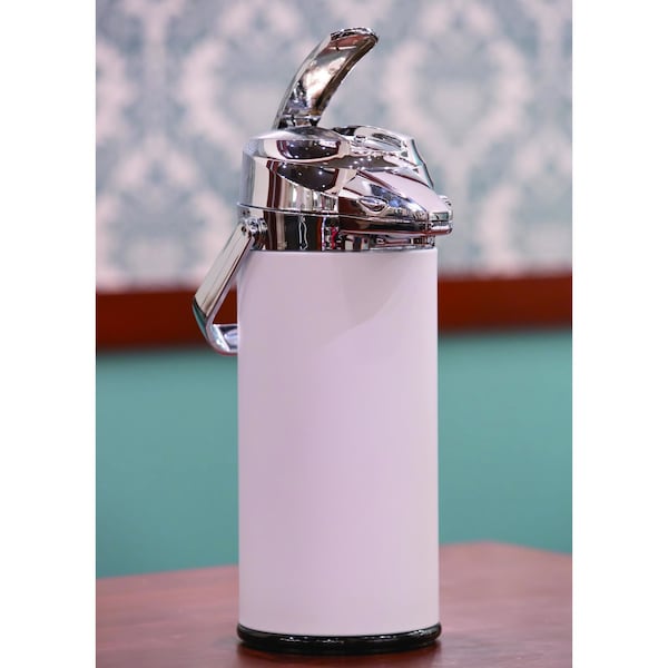 Service Ideas Airpot with Lever Lid, 2.5 Liter, Stainless vacuum insulated. White - ENALS22SCHWH