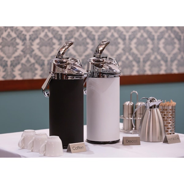 Service Ideas Airpot with Lever Lid, 2.5 Liter, Stainless vacuum insulated. White - ENALS22SCHWH