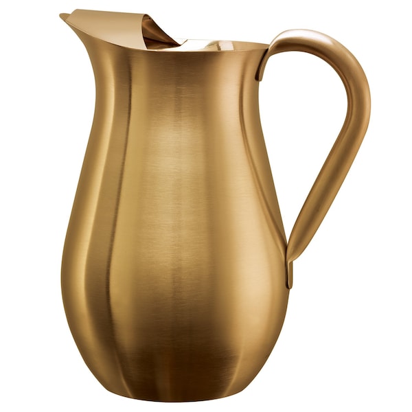 Service Ideas Pitcher with Ice Guard, Bell Shaped, 2 L, Stainless Steel, Vintage Gold - WPB2BSVG