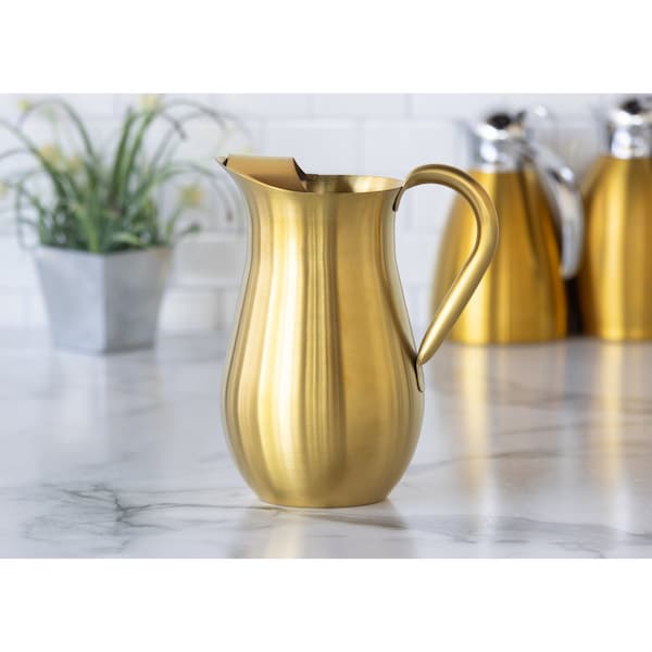 Service Ideas Pitcher with Ice Guard, Bell Shaped, 2 L, Stainless Steel, Vintage Gold - WPB2BSVG