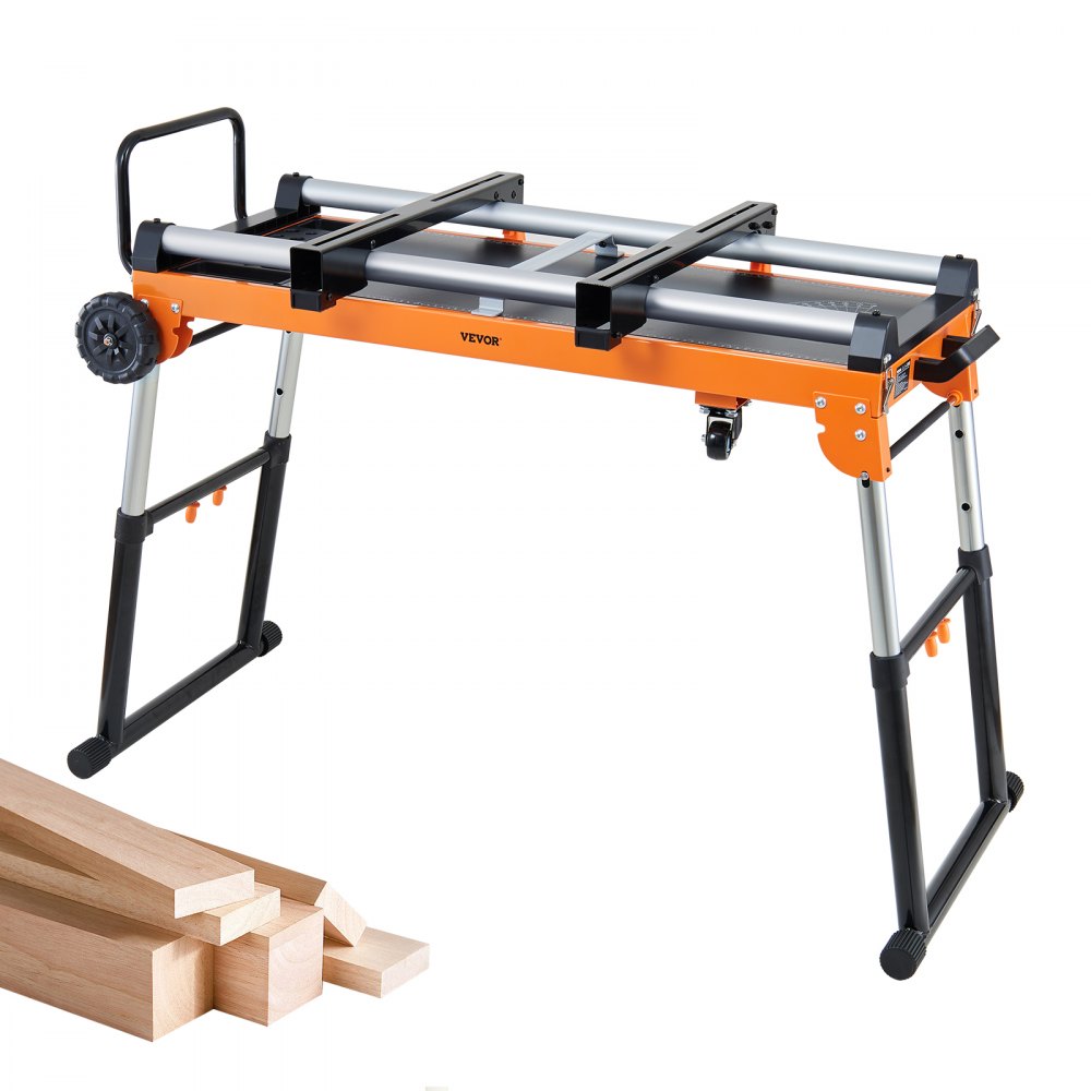 VEVOR Miter Saw Stand, 42in Collapsible Rolling Miter Saw Stand with Onboard Outlets, 5-in-1 Detachable Miter Saw Stand, Height Adjustable, 330lbs Load Capacity for Scaffold/Dolly/Creeper/Platform - DGNKXQ42330LBZ2KQV1
