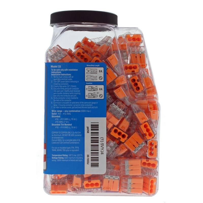 IDEAL In-Sure Conectores de inserción de 3 puertos, color naranja (250-Jar) - 30-1033J