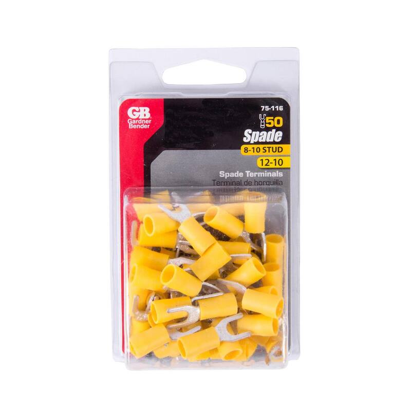 Terminal de Espiga de Tamaño #8 - 10 AWG de 12 - 10 AWG de Gardner Bender, Amarillo (Paquete de 50) - 75-116