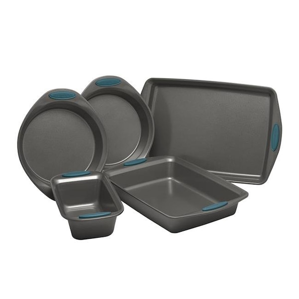Rachael Ray Rachael Ray 47021 Yum-O Nonstick Oven Lovin Bakeware Set with Handles; Gray & Marine Blue - 5 Piece - 47021