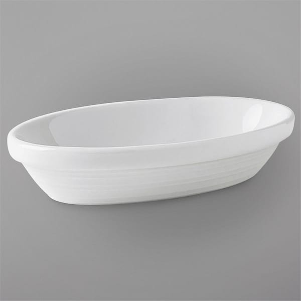 Tuxton China Tuxton 8 oz Porcelain White Embossed Oval Nesting Baker - FPK-0803