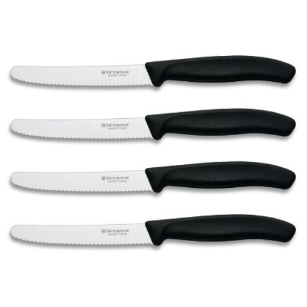 Swiss Army Brands 6.7833.4Us1 Kitchen Swiss Classic Sets 4-Piece Steak Set 40.5In Round, Serrated Black Packaged - VIC-6.7833-X7